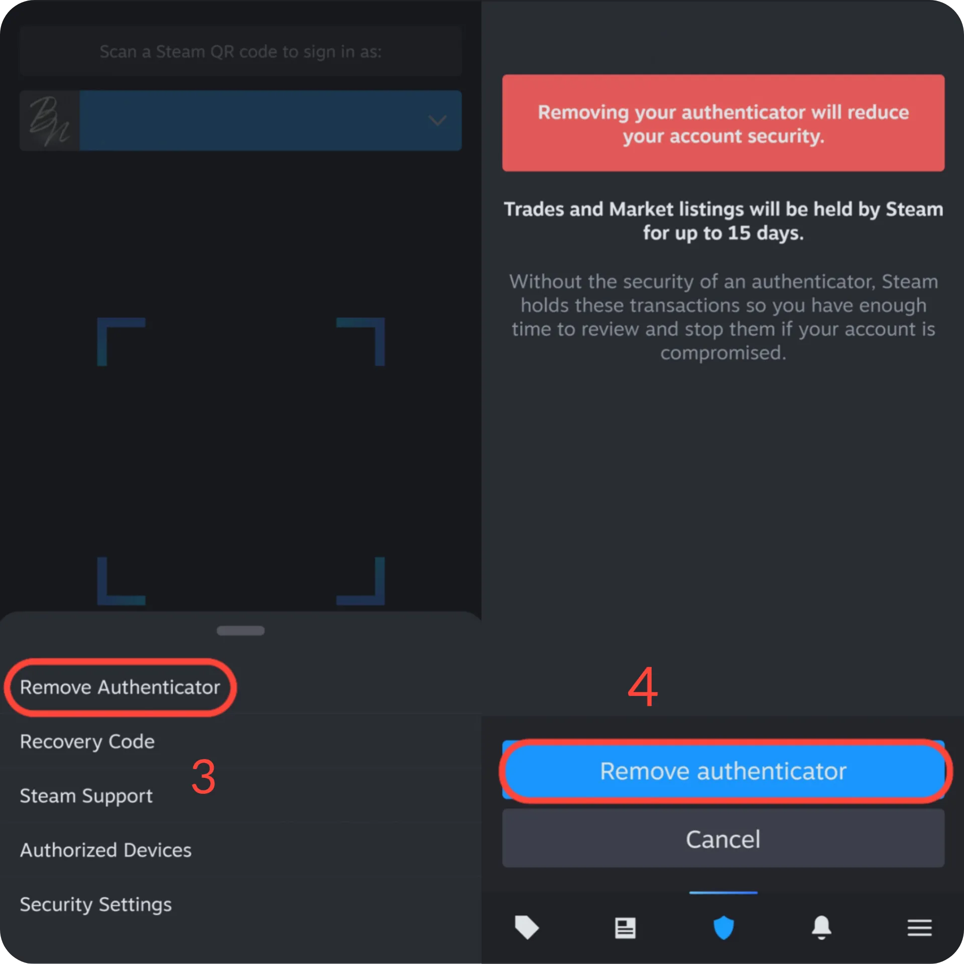 خاموش کردن استیم گارد در موبایل - بخش دوم