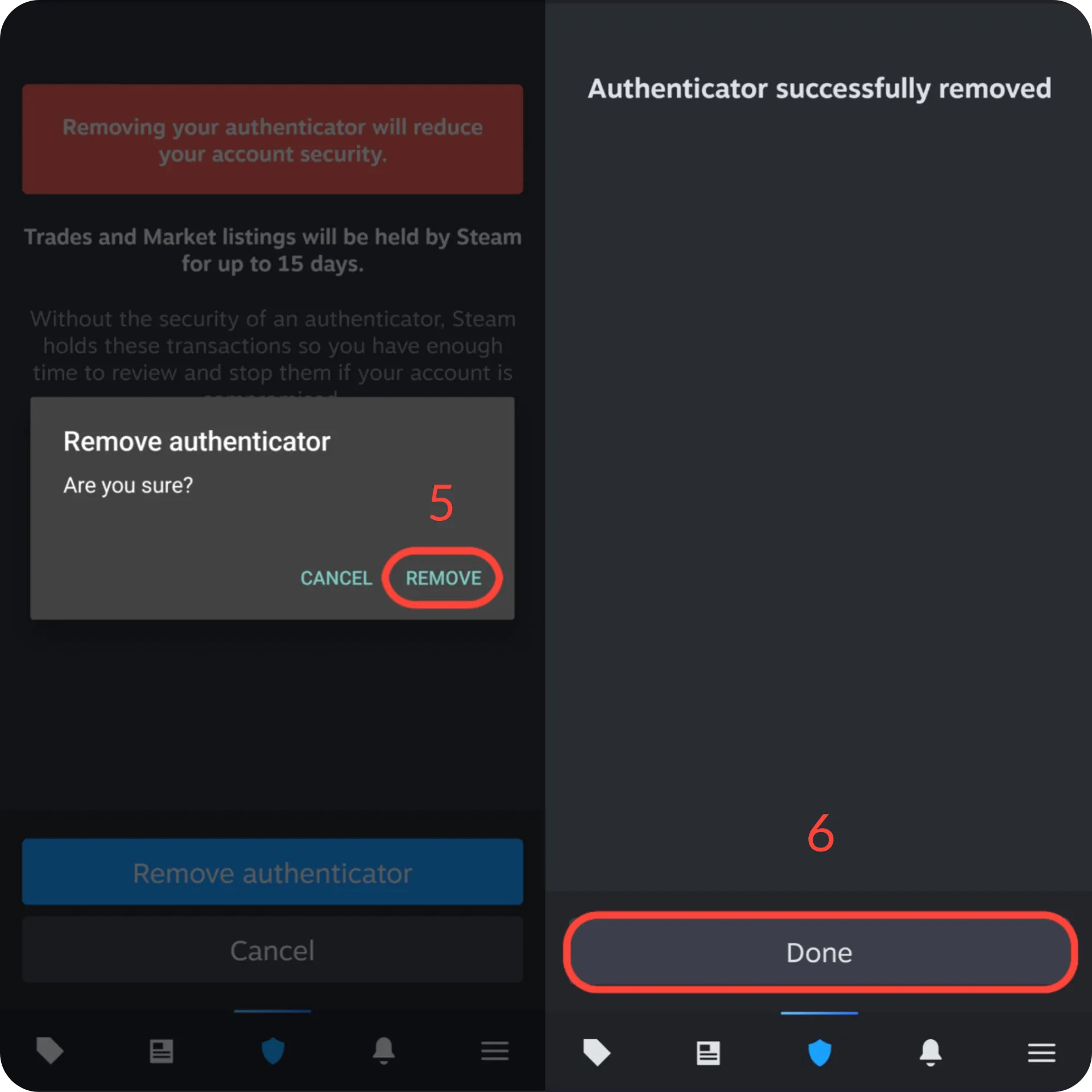 خاموش کردن استیم گارد در موبایل - بخش پایانی